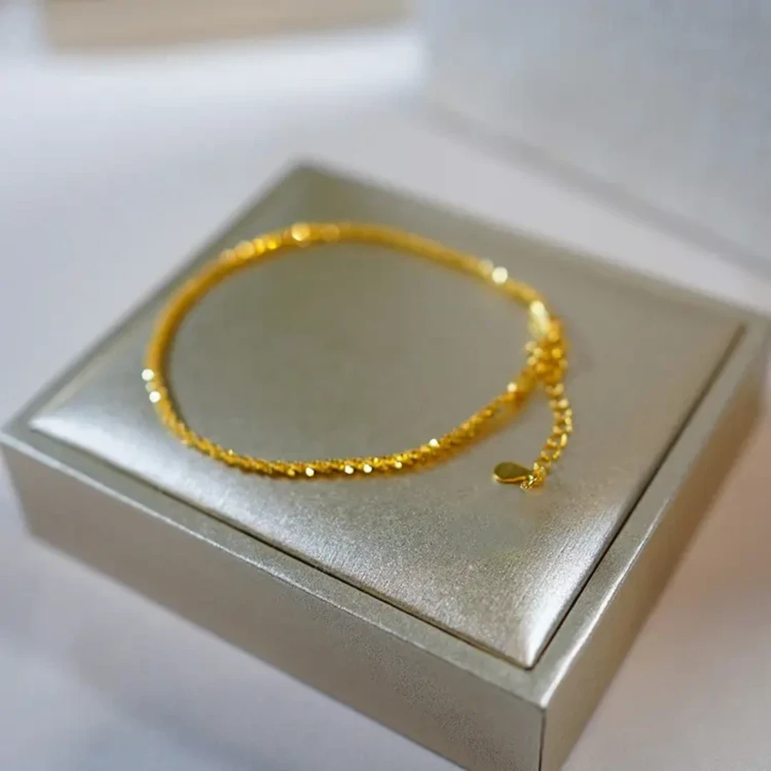 钛钢手链 香港典藏波光粼粼满天星手链女小众设计感碎金手环气质