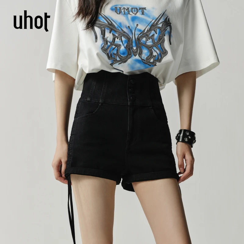 Auuuu/uhot夏季高腰辣妹短裤UWSRC2D361