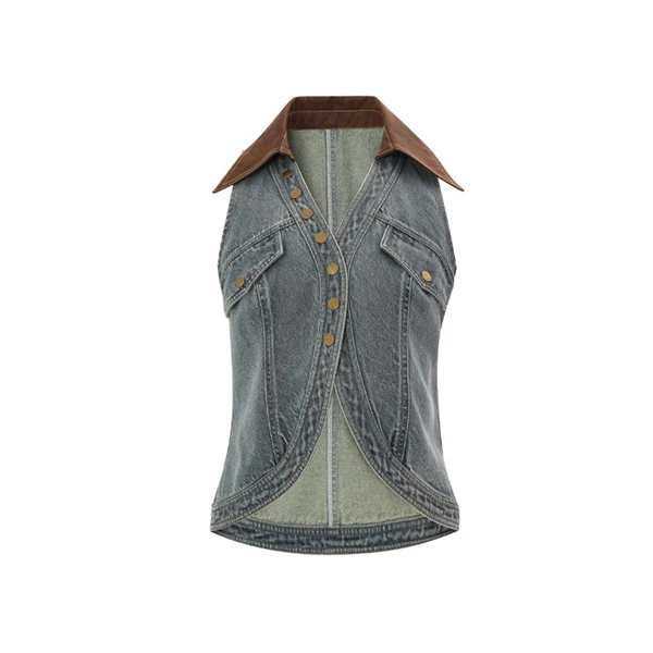 Auuuu/uhot 时尚休闲复古无袖水洗马夹UWFA1W031