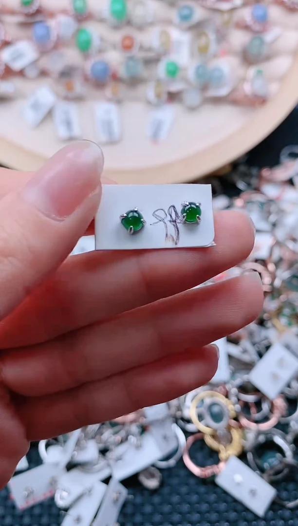 【闪购商品】翡翠戒指银S925镶嵌天然A货翡翠1