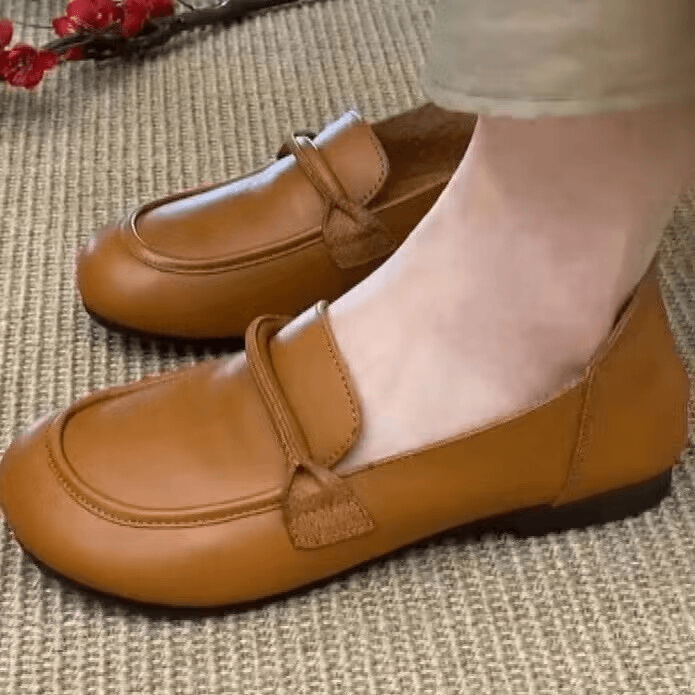 春夏新款真皮舒适浅口透气圆头女士单鞋气质百搭休闲轻便超软女鞋