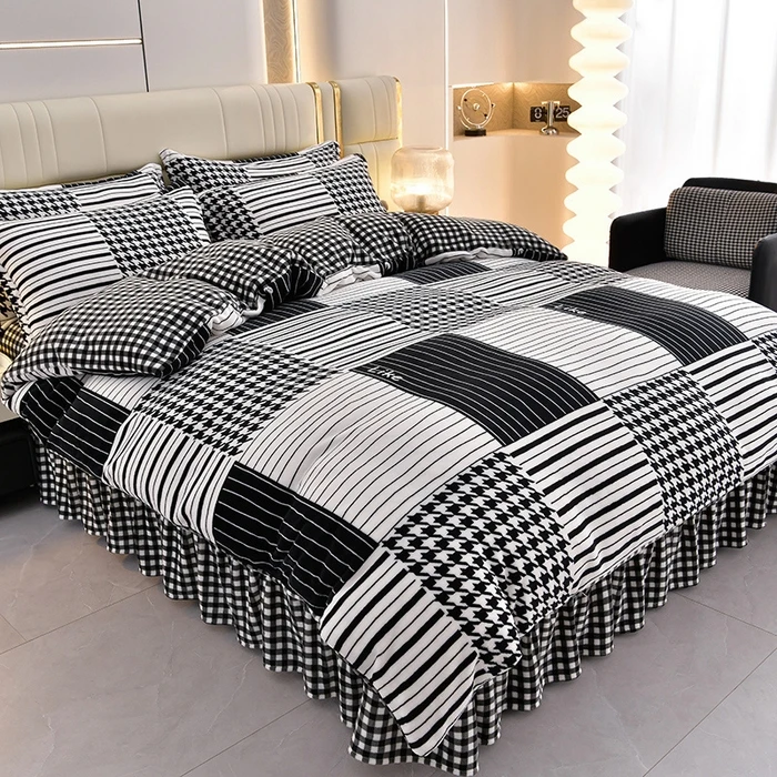 【专柜品质】2023新款8.5斤牛奶绒四件套简约加绒加厚防静电