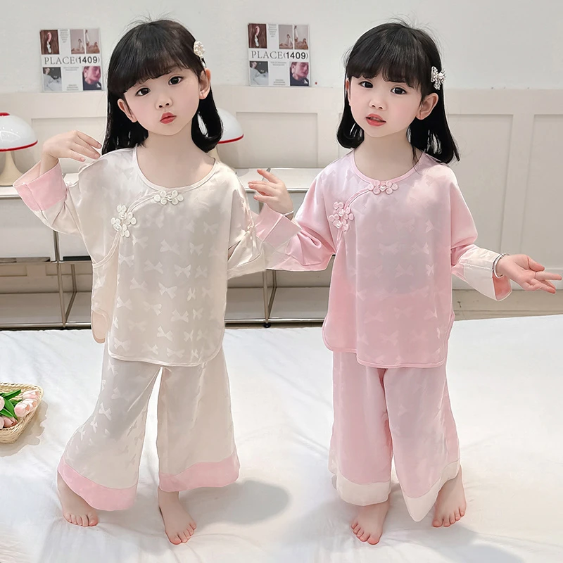 儿童款睡衣中国风女童家居服夏季薄款女宝汉服公主民族风空调小童