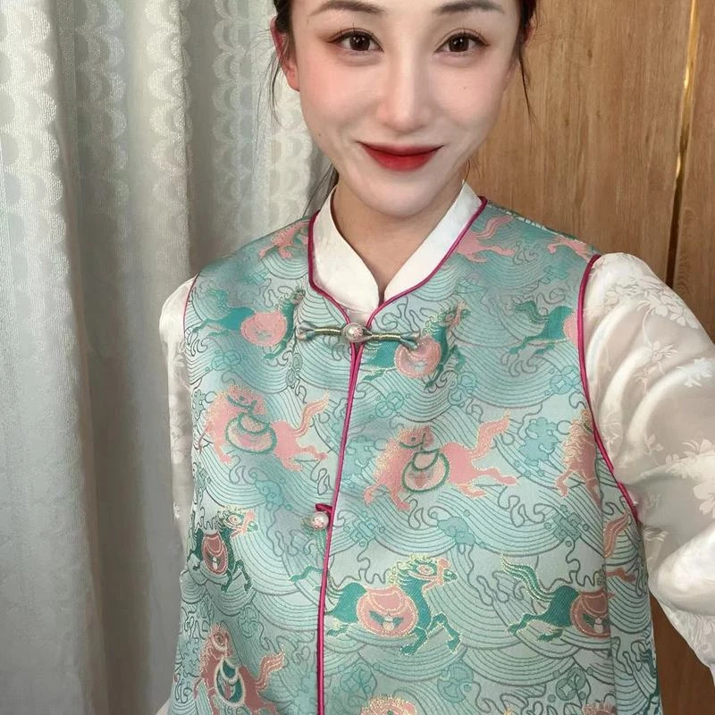 【马上有钱】2024春季新款宋锦中式国风马甲HH1