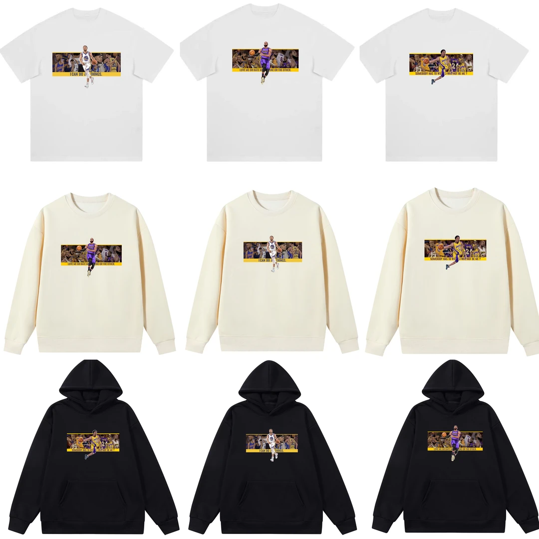 原创手绘秋冬圆领连帽外套科比库里詹姆斯加绒动漫保暖套头纯棉