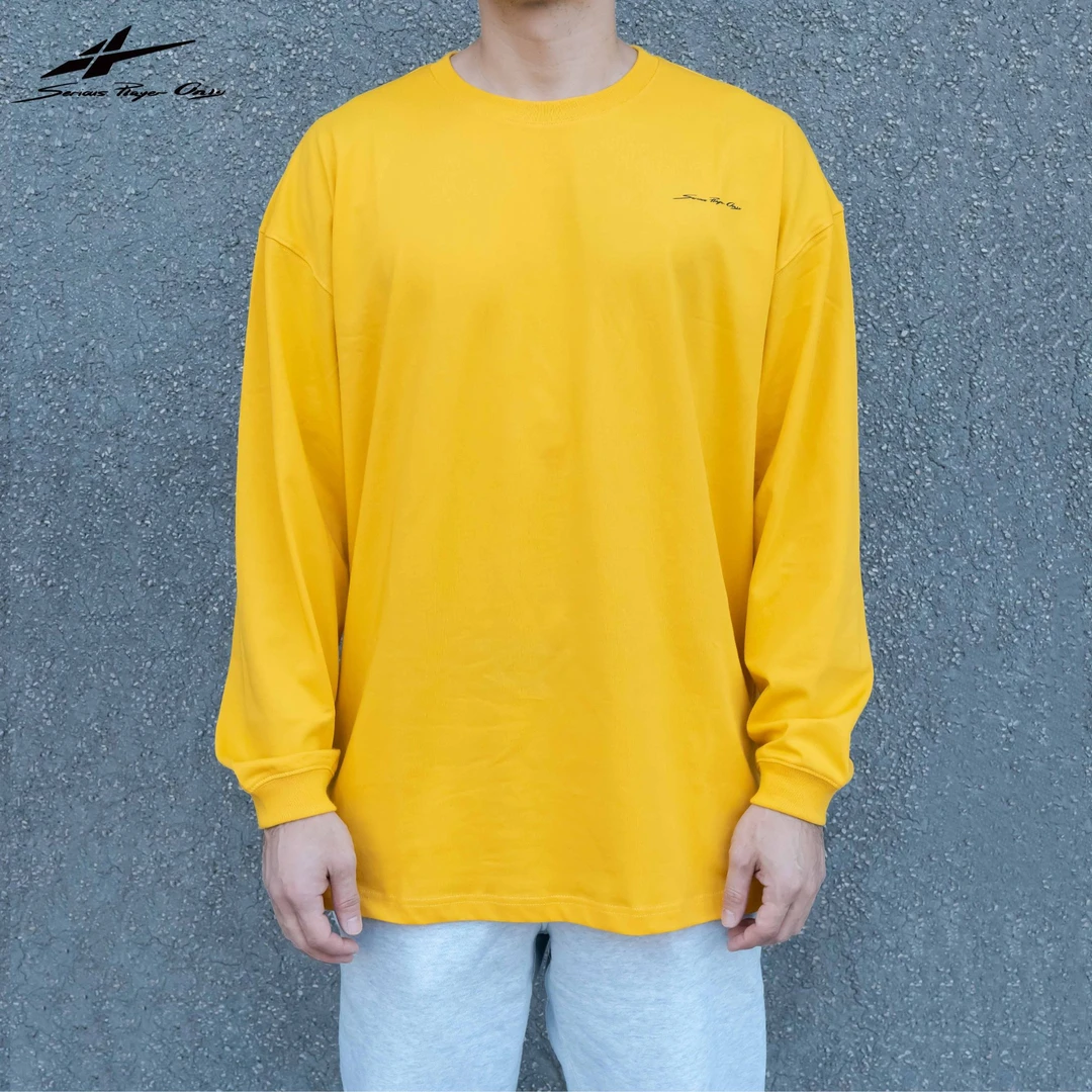 SPO 宽松运动休闲长袖 黄色印花秋季春秋春秋男士圆领