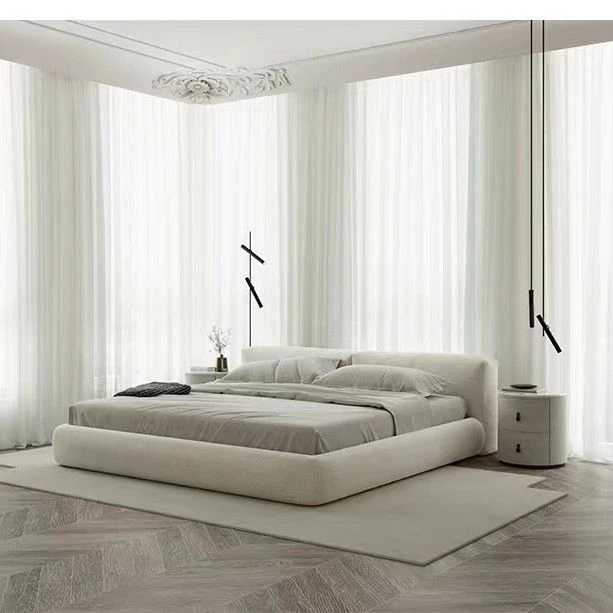 极简科技布免洗床现代简约主卧时尚双人床网红泡芙奶油风榻榻米床