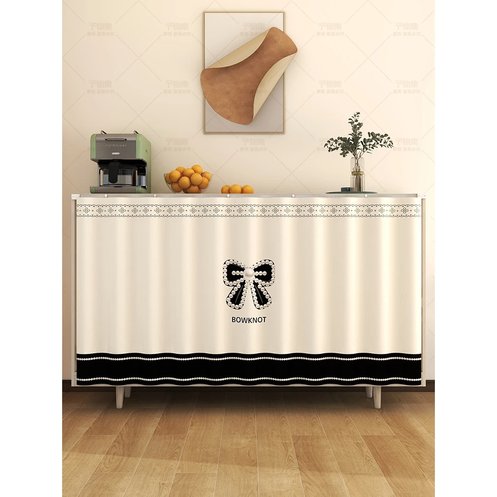 柜子遮挡帘无门橱柜帘子遮挡杂物魔术贴免打孔自粘遮丑布帘小柜帘