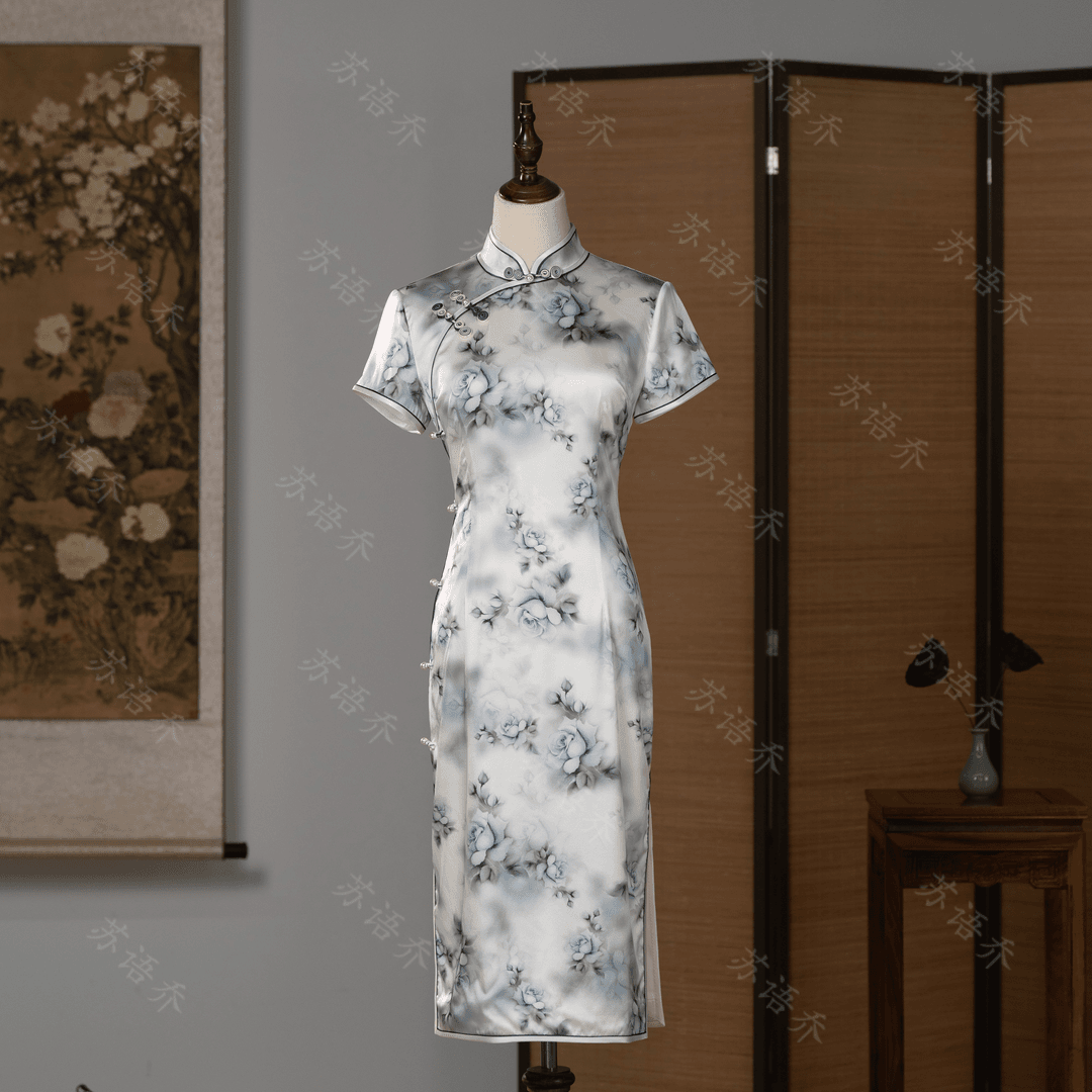 【陌上花】桑蚕丝真丝旗袍2024新款夏季年轻妈妈复古民国风日常改良