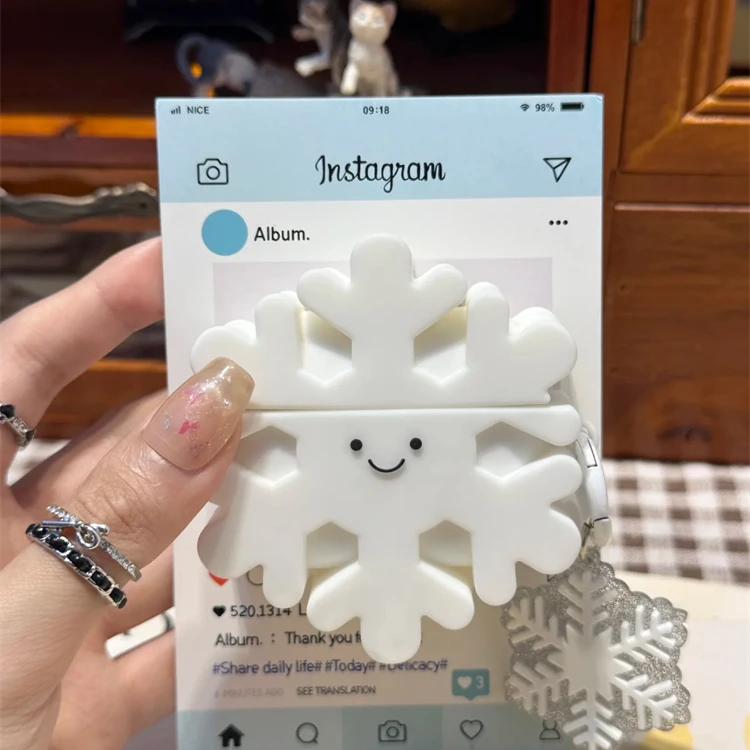 可爱趣味雪花雪人适用AirPods4代耳机套苹果无线蓝牙pro新款2/3代