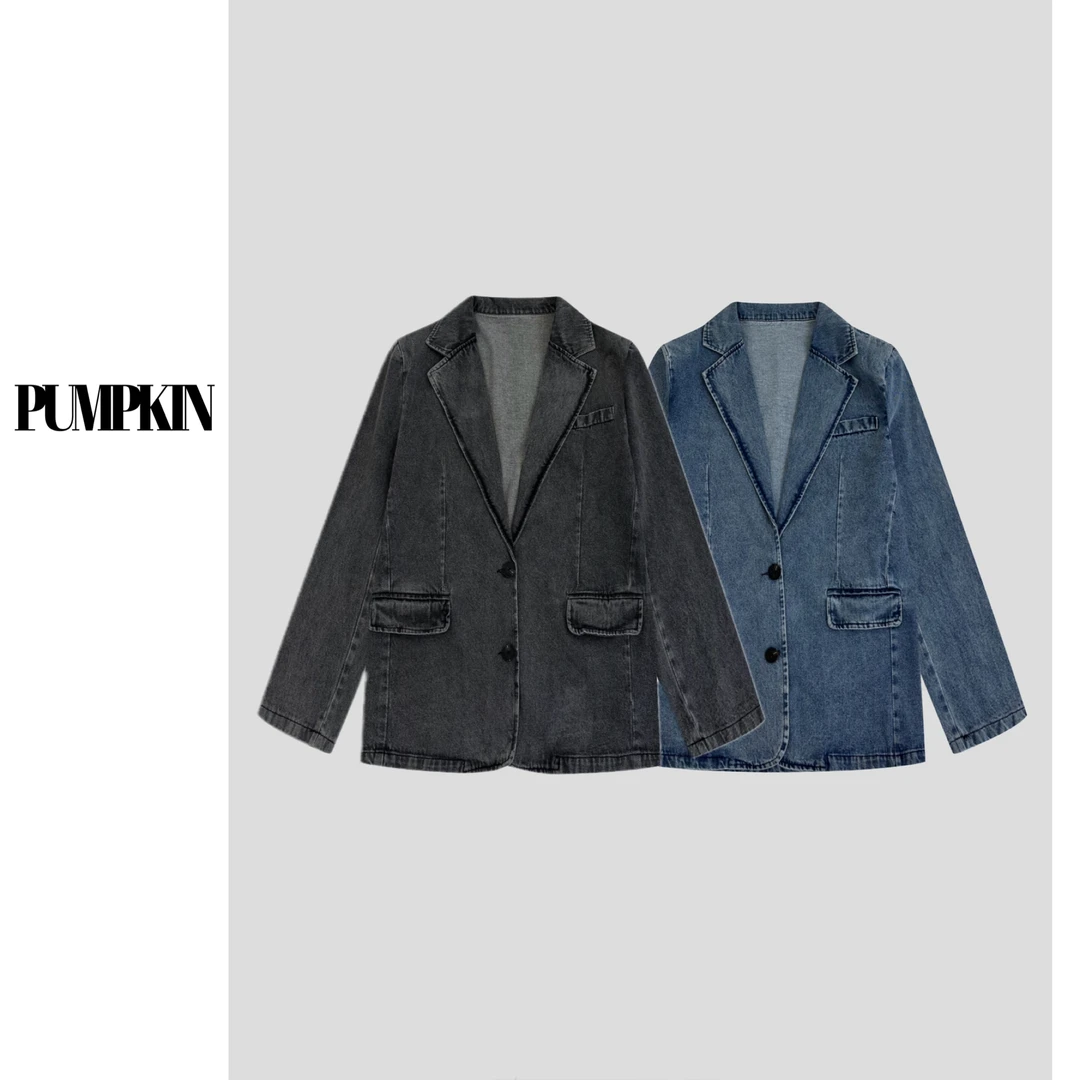 【断码清清No退No换】·大码深圳南油复古做旧水洗牛仔西装外套