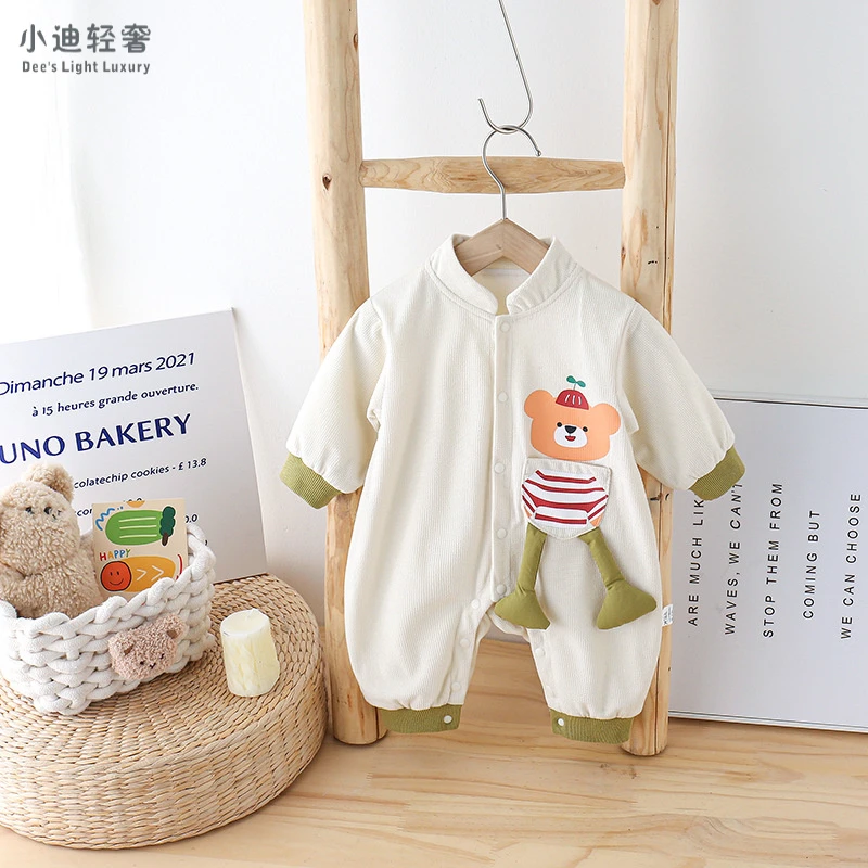 秋季新款宝宝连体衣萌趣卡通幼儿服饰新生儿满月爬服婴儿外出潮衣