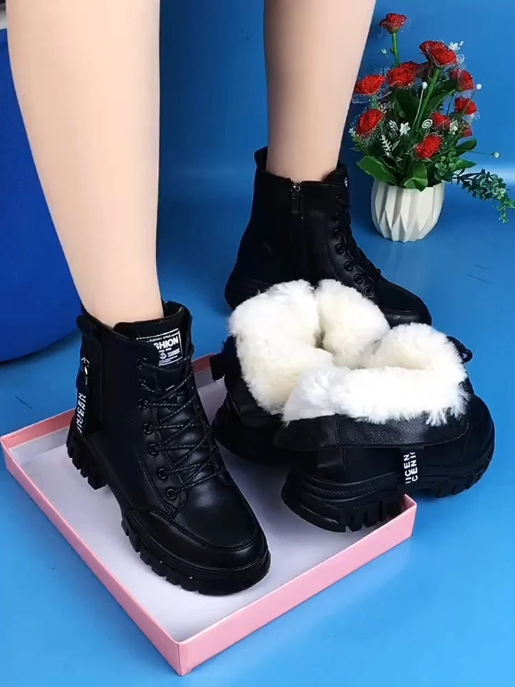 百搭舒适百搭舒适软皮雪地靴女2023年新款冬季皮毛一体棉靴棉鞋