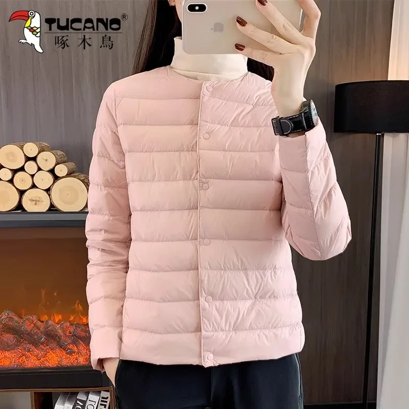 啄木鸟女轻薄羽绒内胆外套冬季新品鸭绒保暖防水短款羽绒服外套女
