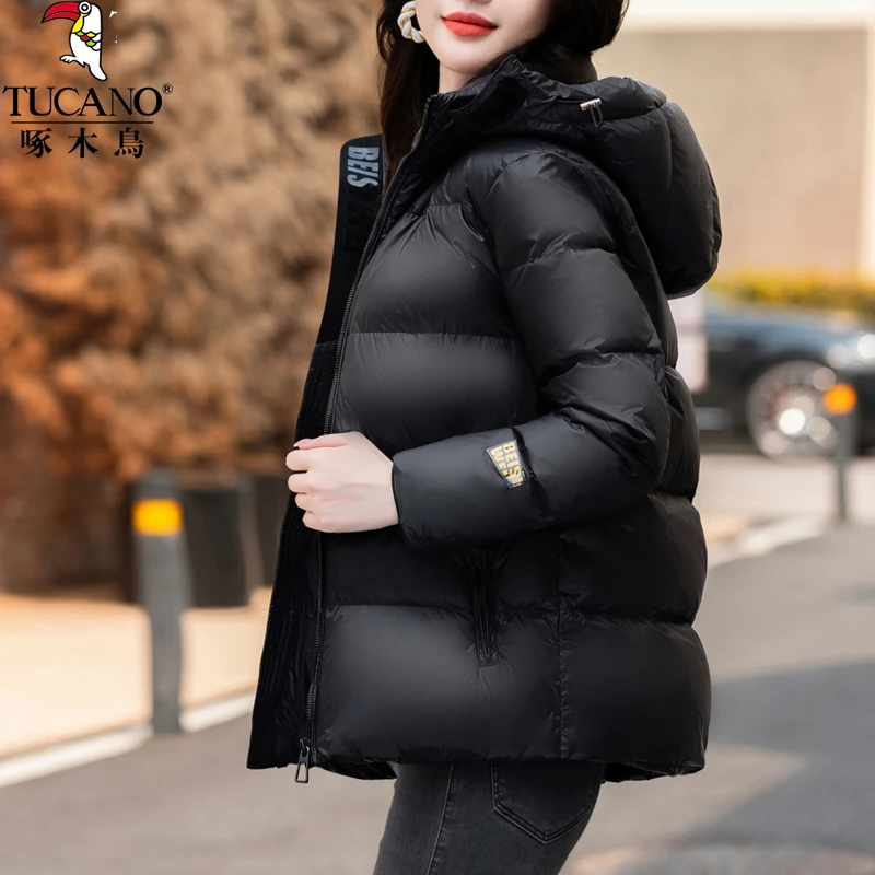 啄木鸟时尚短款羽绒服女2023年冬季新款女士加厚百搭保暖休闲外套