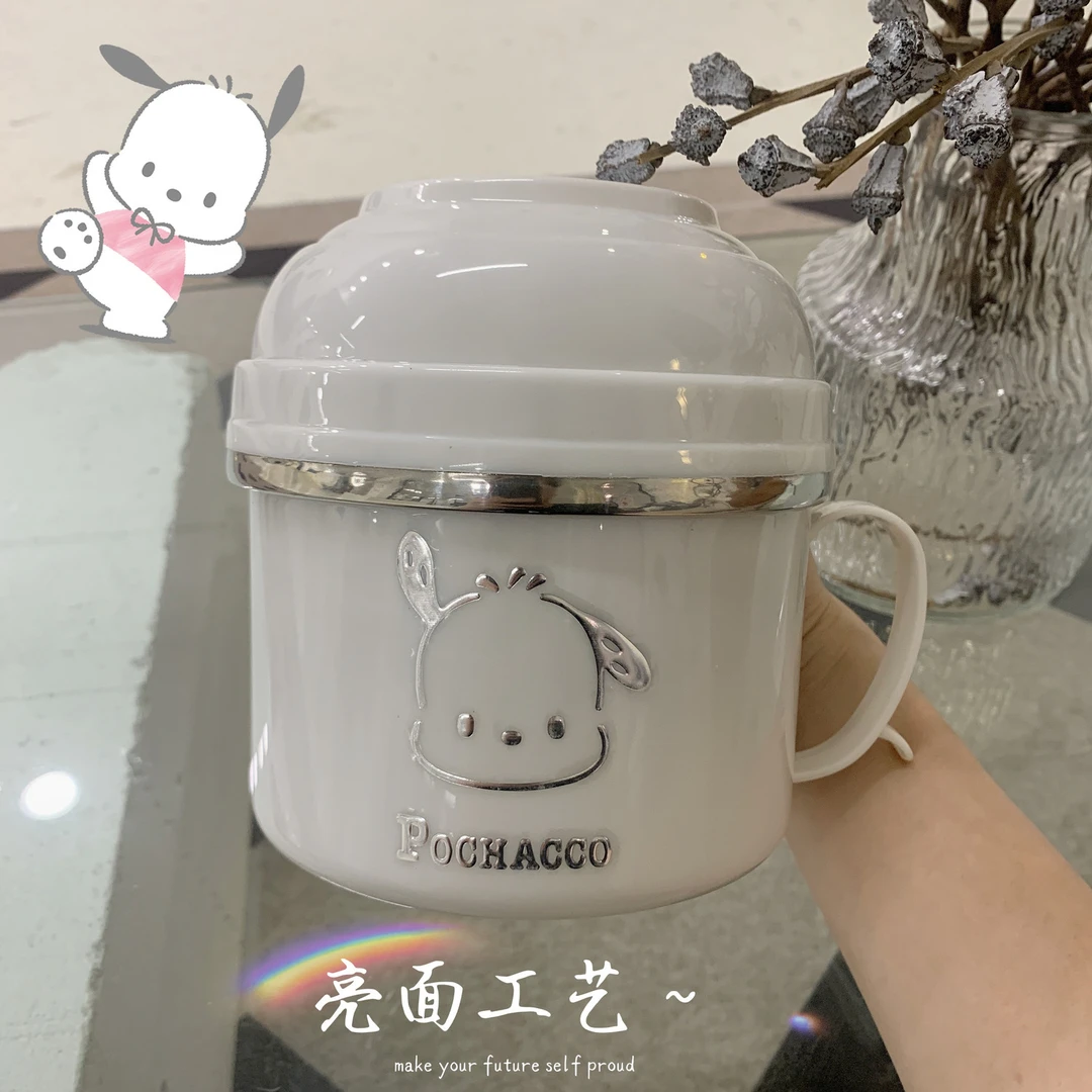 帕恰狗快餐杯学生宿舍可爱少女心大容量易清洗带盖上班族餐具套装