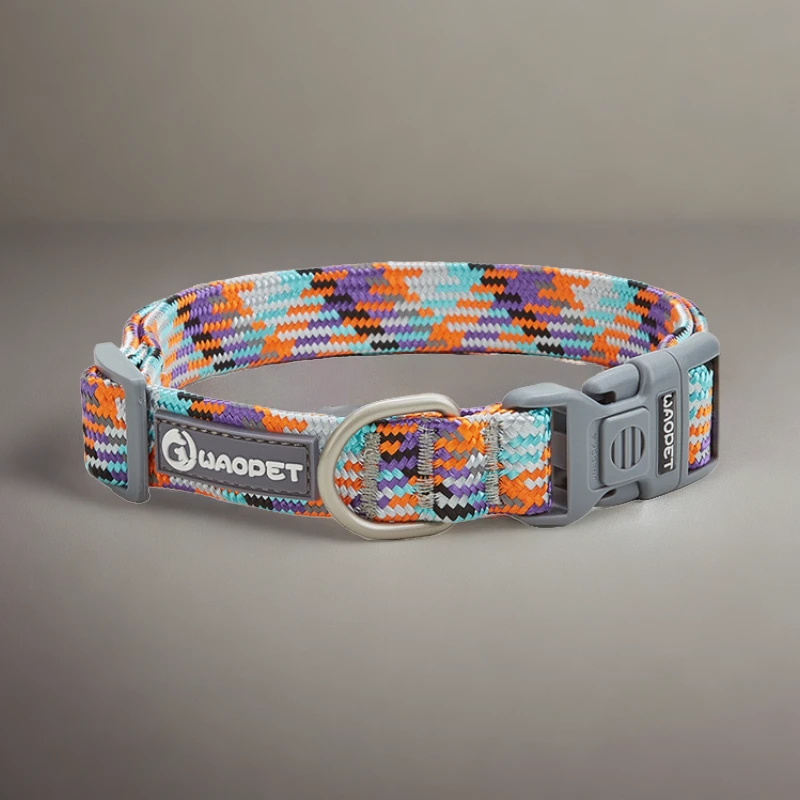 时尚圆绳项圈定制舒适耐用可调节宠物牵引绳小中大型犬通用尼龙绳