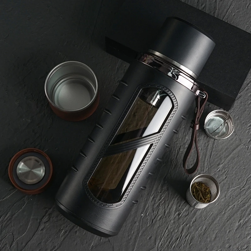 玻璃杯子男生泡茶杯大容量水杯高级感办公室茶水分离杯女耐摔防烫