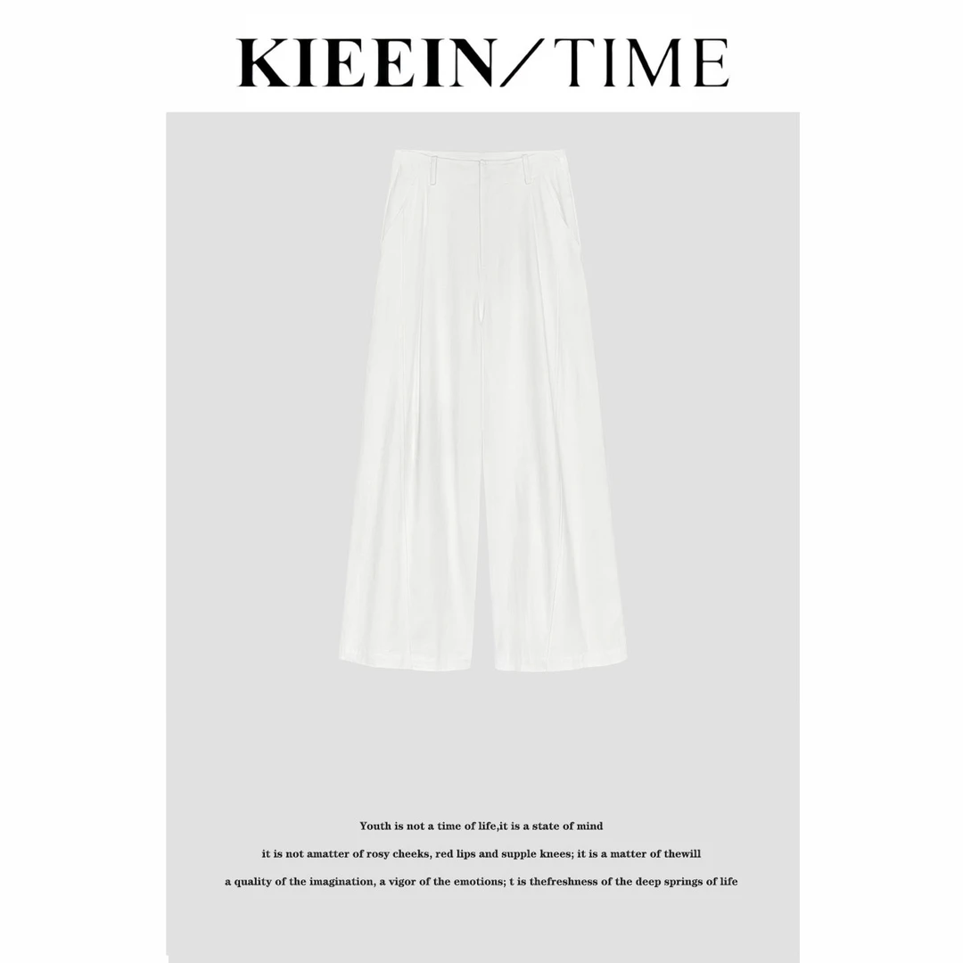 露思款直筒阔腿裤黑白色牛仔裤子女简约气质显瘦显高长裤春夏宽松