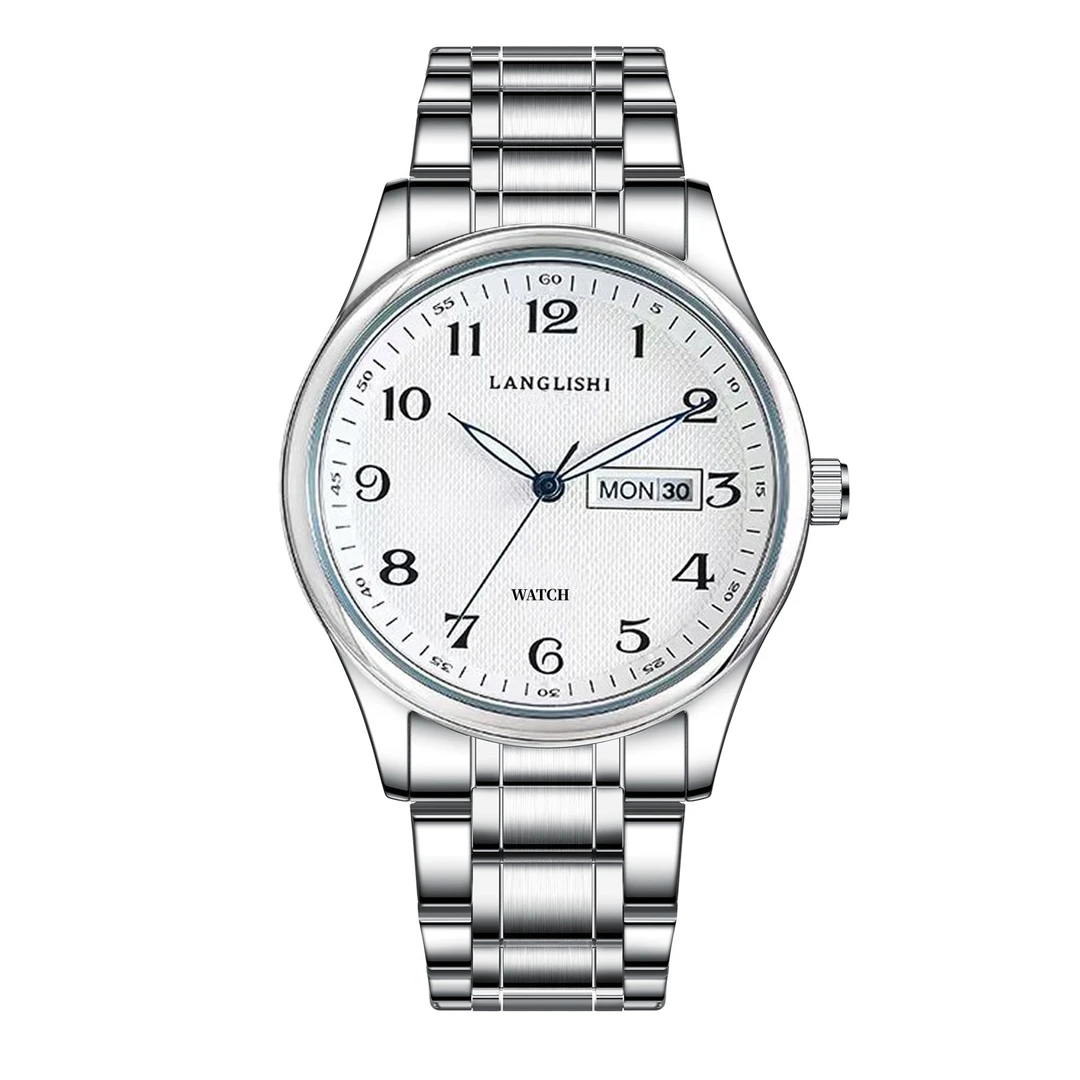 【专柜直发】男士经典白面气质夜光蓝针商务镂空男款百搭时潮流腕表