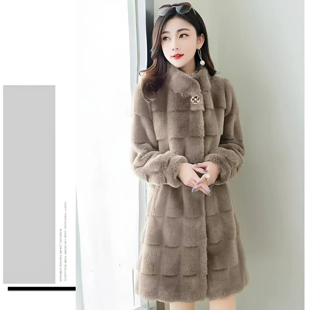 人造皮草 丹麦毛绒外套女棉服大衣时尚加厚韩版秋冬显瘦洋气1