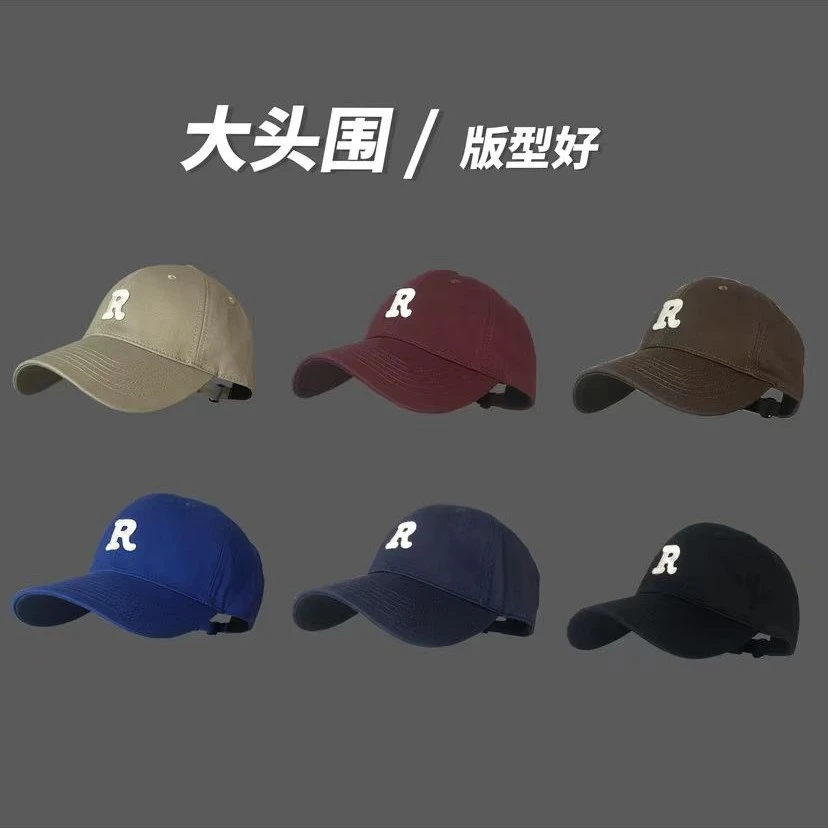 R标棒球帽大头围款男女通款大帽檐显脸小百搭遮阳休闲潮流鸭舌帽