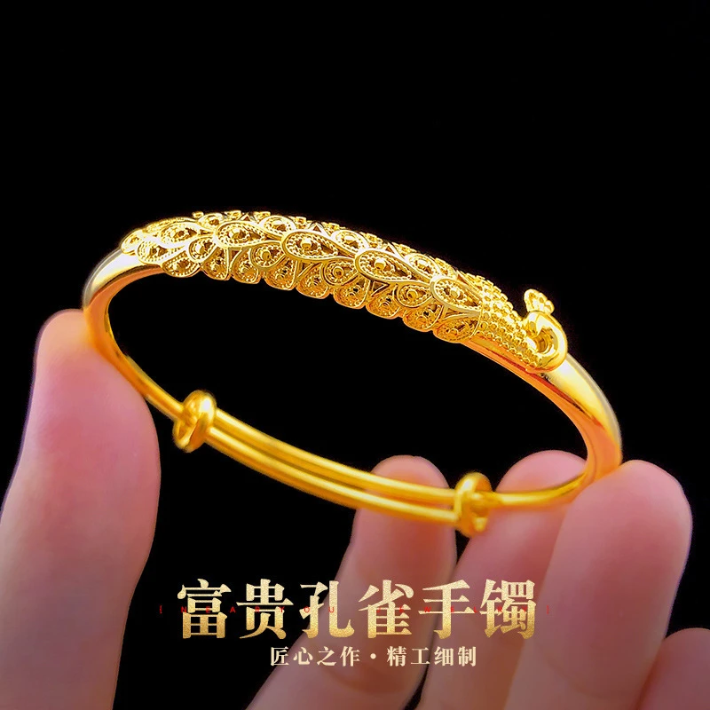 爵世明珠【5月新品】民族风富贵孔雀推拉手镯
