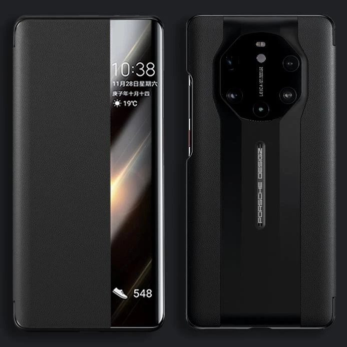 华为mate50rs手机壳mate50RS保时捷翻盖皮套智能保护套全包防摔潮