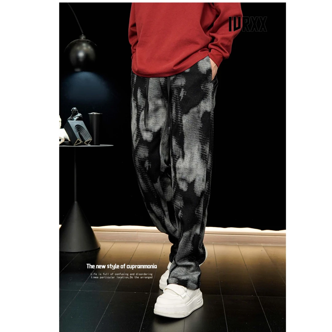 IVRXX羊毛高级感休闲裤高定复古水墨直筒裤 99656