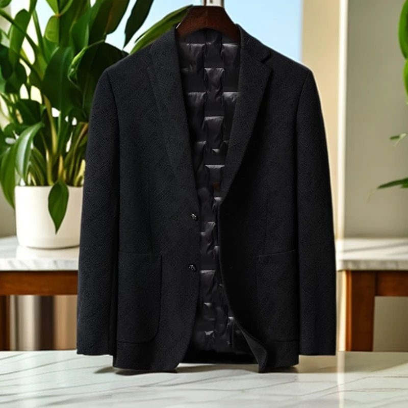 【莫代尔混纺】秋冬季男士高端商务百搭休闲羽绒西服（05381）