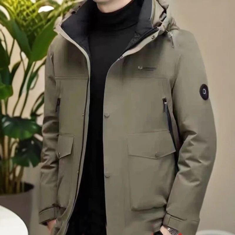 90白鸭绒-冬季男士时尚连帽百搭休闲羽绒服(23888)
