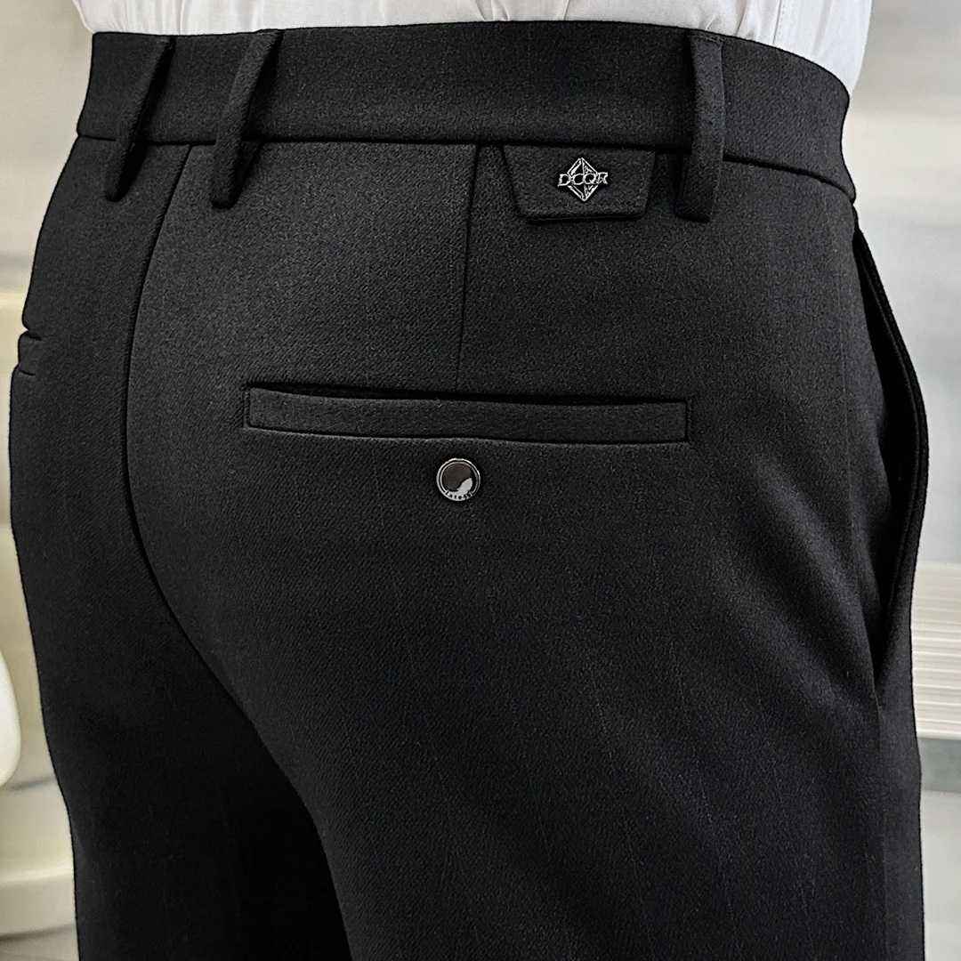 秋冬季男士舒适抗皱内里磨毛商务休闲裤（18020）