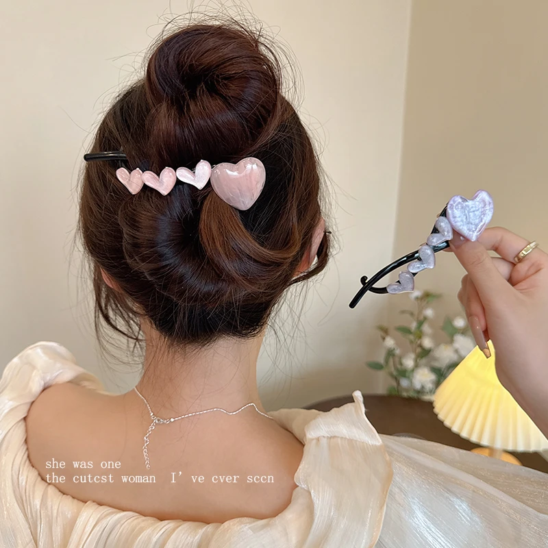 冰晶爱心~韩系气质扭扭发夹女后脑勺一字抓夹2024新款鲨鱼夹头饰