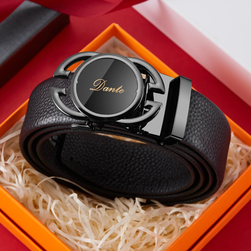Dante正品男士皮带休闲腰带时尚自动扣品牌礼盒包装