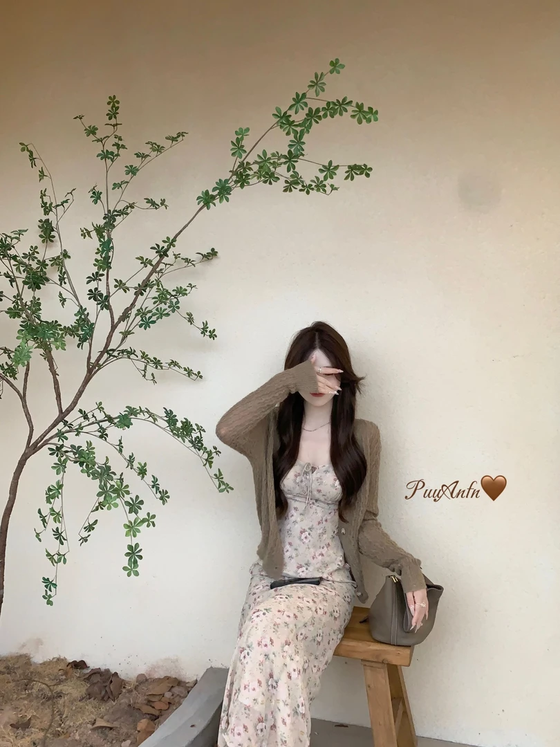 PuuAnfn【秋咖奶冻】毛针织衫“马海毛”百搭碎花减龄设计感显瘦开衫