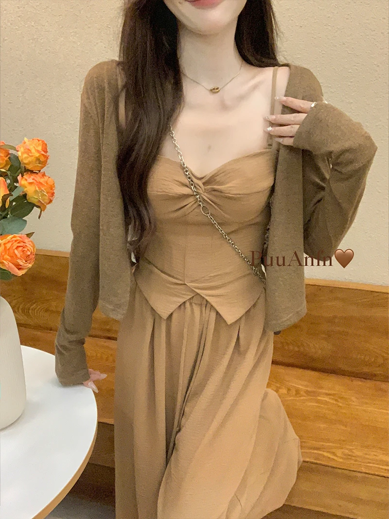 PuuAnfn【早秋一件搭所有】小众开衫~显瘦百搭修身薄款高密织开衫