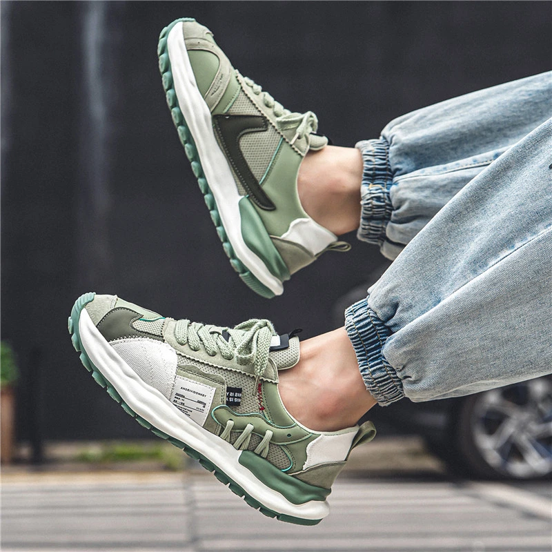 【小扬哥推荐】阿甘男鞋春季2024新款透气网面溶解运动鞋潮流厚底