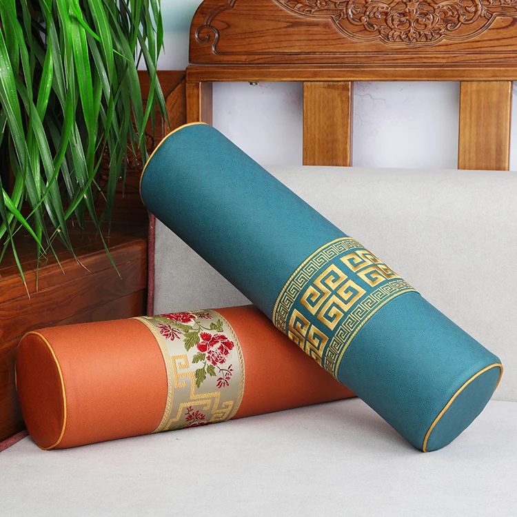 艺必旭新中式红木沙发圆柱枕现代简约长条枕糖果枕轻奢扶手颈椎枕