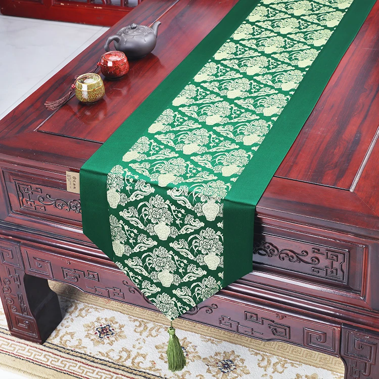 艺必旭新中式桌旗中国风禅意茶席茶台餐桌布电视柜长条布床旗盖布