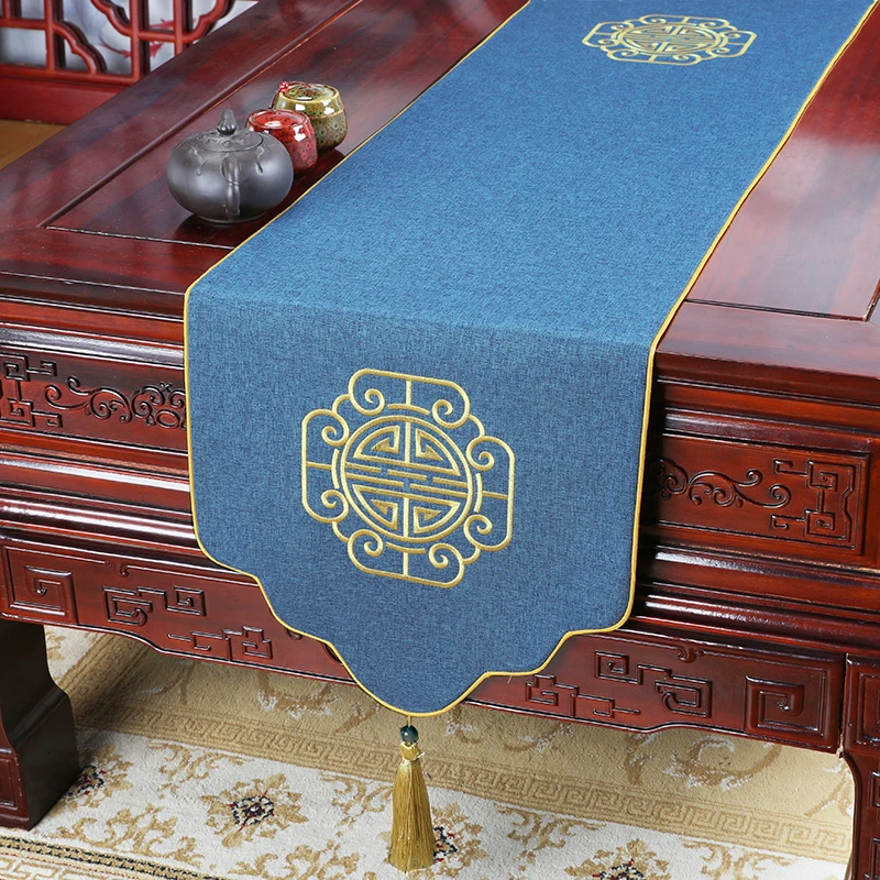 新中式桌旗禅意防水茶席中国风茶几旗长条电视柜盖布茶席茶桌垫布