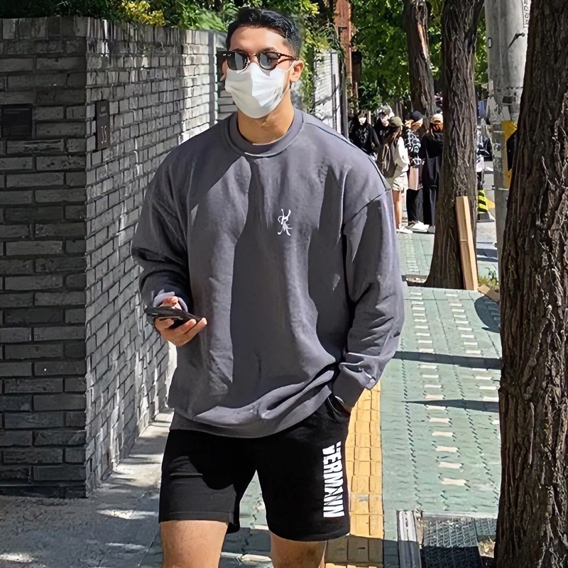 运动长袖男宽松健身卫衣健美打底衣服ins潮牌篮球器械训练T恤