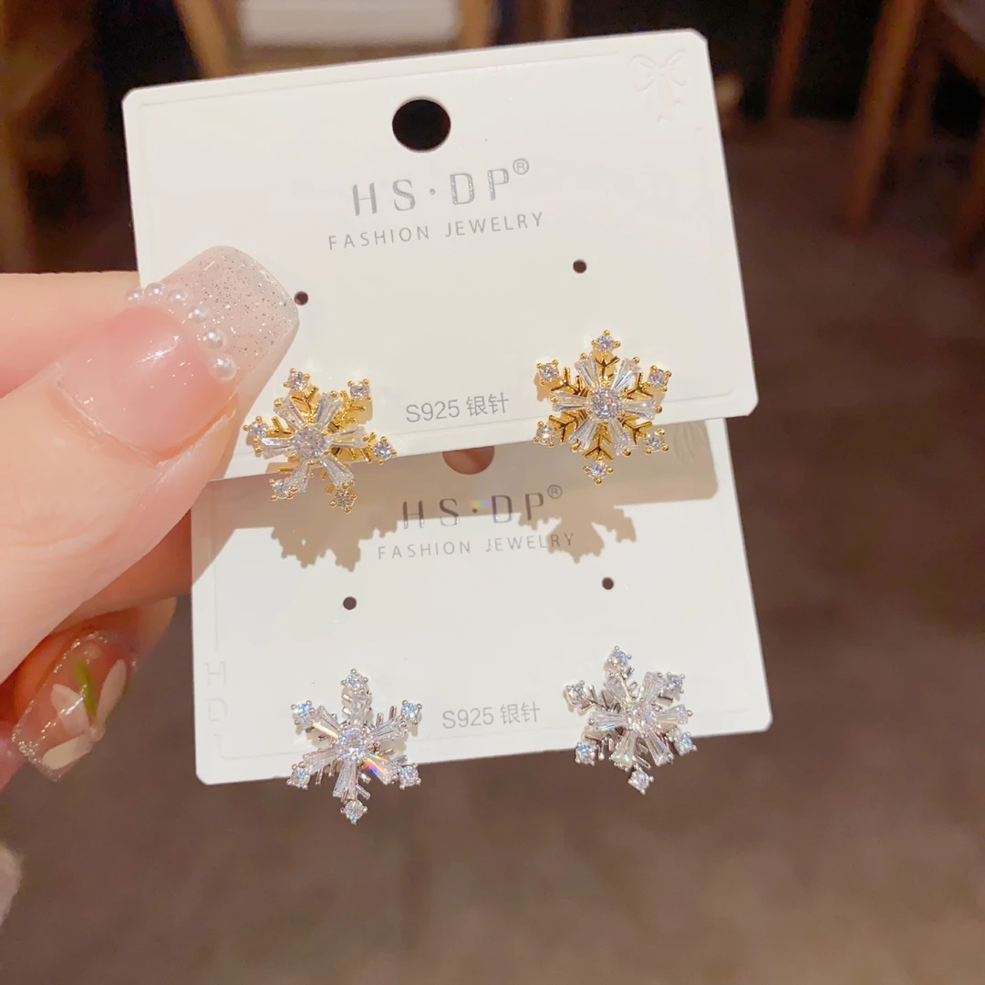 铜合金耳饰 2185小巧精致时尚高级雪花旋转耳钉