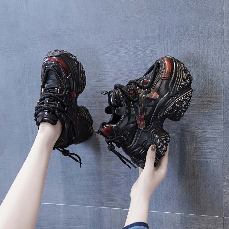 增高10cm老爹鞋女2024秋季舒适百搭松糕鞋厚底运动休闲鞋5550-10