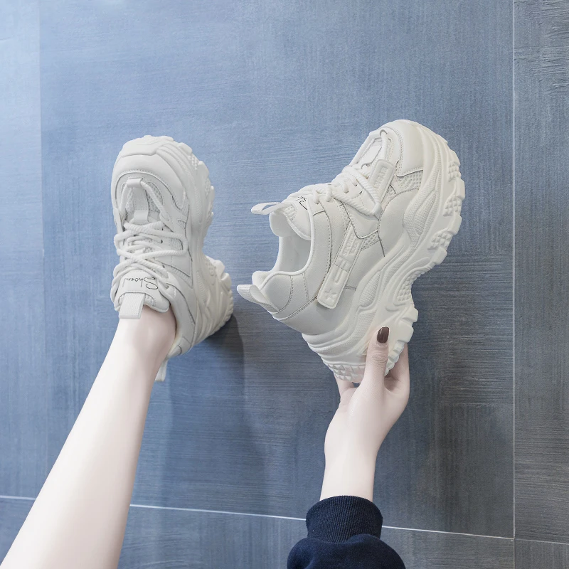内增高9cm百搭老爹鞋2024女小白鞋春秋运动休闲厚底松糕鞋8088-5