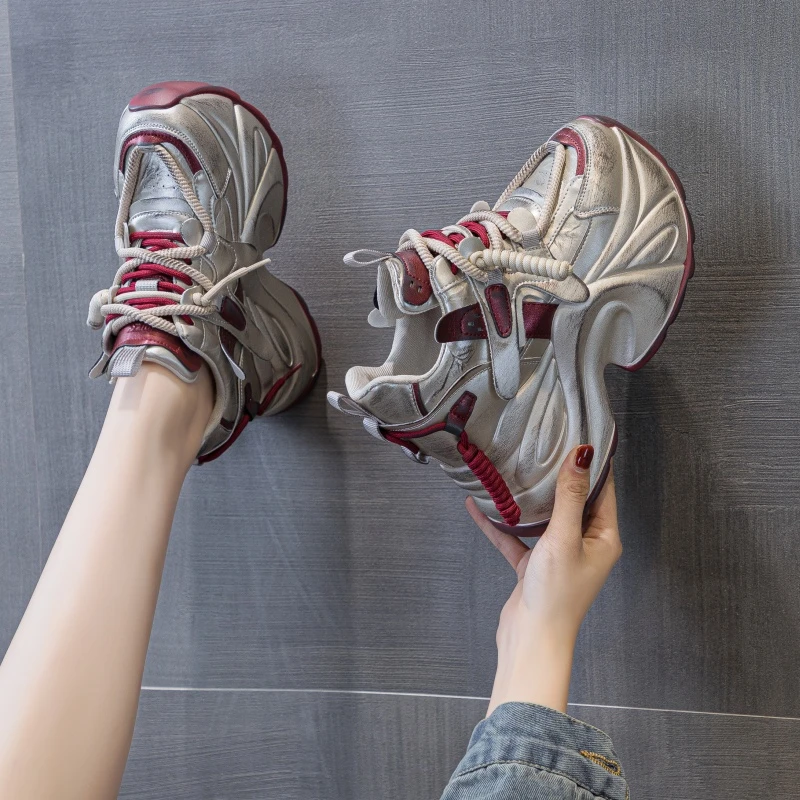 增高11cm老爹鞋女2024秋舒适百搭松糕鞋厚底运动休闲鞋0769-1