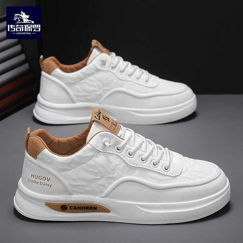 传奇保罗男鞋2024新款秋季百搭休闲增高小白平板鞋一脚蹬运动潮鞋