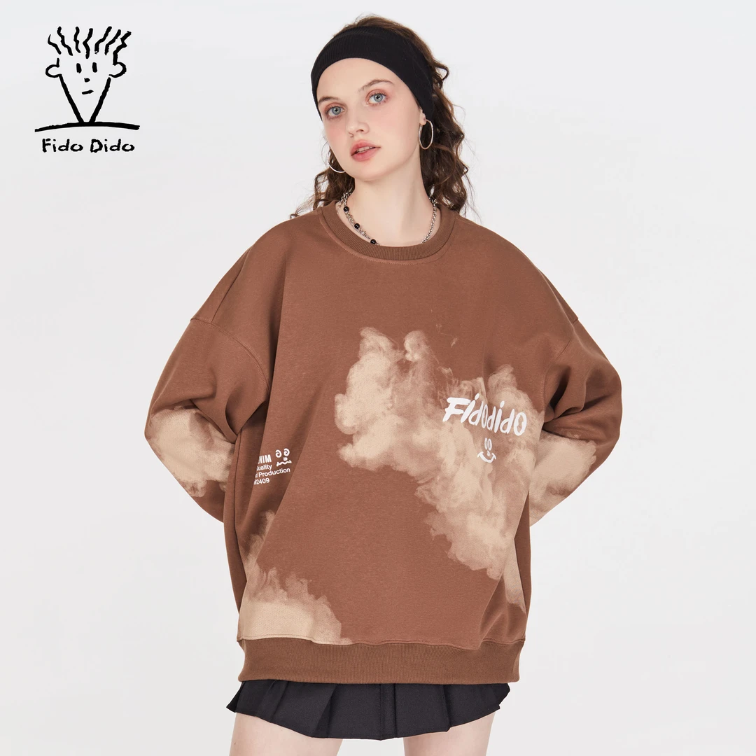 FIDO DIDO七喜小子潮牌圆领宽松休闲韩版卫衣男女同款FDCSW0036HJ