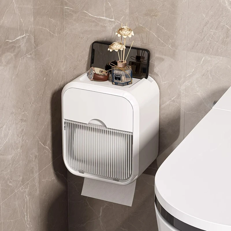 纸巾盒厕所卫生间壁挂式防水免打孔卫生纸抽纸盒卷纸盒创意置物架
