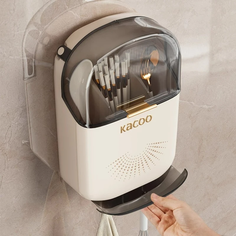 优勤筷子收纳盒壁挂式家用筷子筒厨房沥水置物架筷子篓筷笼勺子桶