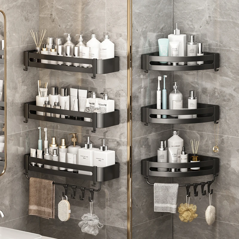 卫生间浴室三角置物架免打孔厕所洗手间洗漱台壁挂淋浴房转角收纳